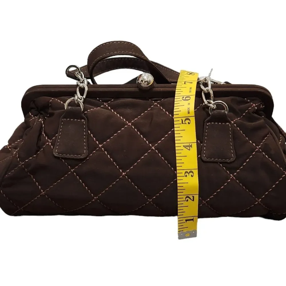 Vera Bradley Brown Quilted Floral Lining  Handbag Purse With Match Wristlet